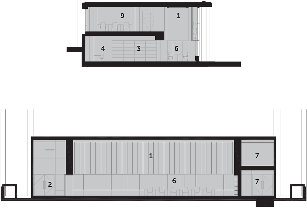 Sections of Science Museum Dana Research Centre by Coffey Architects in London, UK
