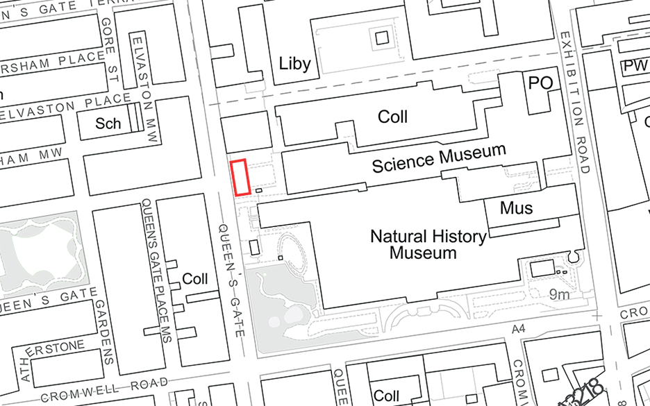 Site plan of Science Museum Dana Research Centre by Coffey Architects in London, UK