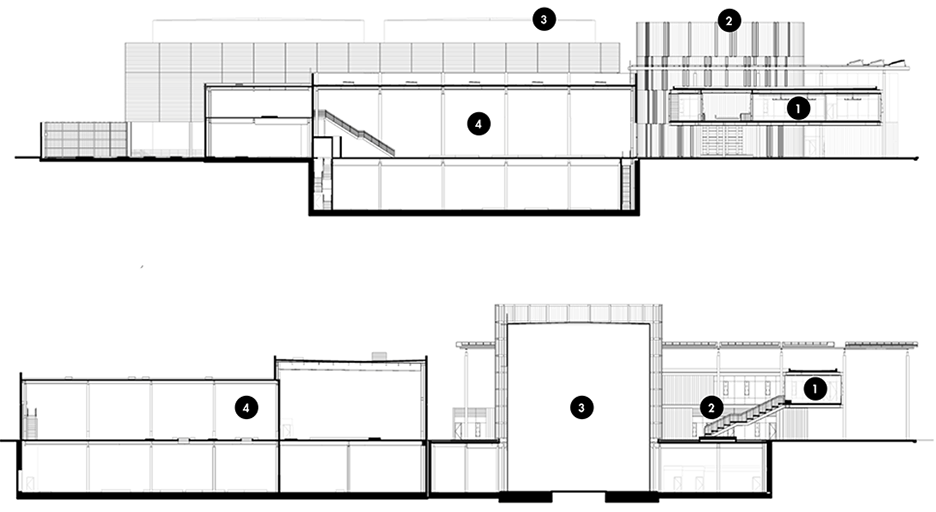 Sections of Stanford University Central Energy Facility by ZGF Architects in California, USA