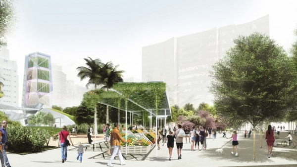 Morphosis and SWA's Local Force proposal for Pershing Square