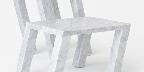 Nendo's marble Sway side table for Marsotto Edizioni