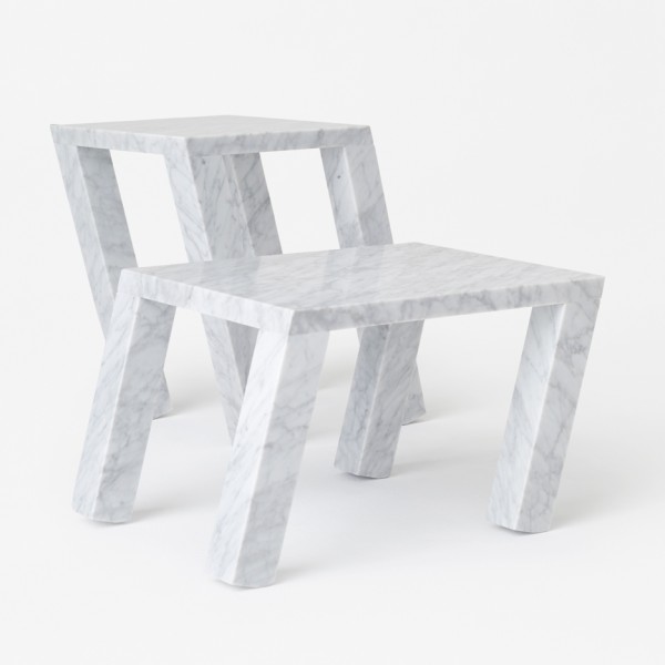 Nendo's marble Sway side table for Marsotto Edizioni