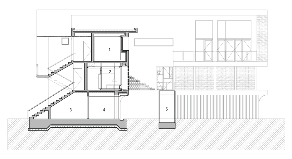 Section of The Ground Wall in Gimhae, South Korea by FHHH Friends Architects