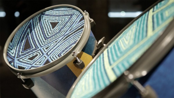 Martino Gamper create's drum kits with Flyknit skins at Nike's The Nature of Motion exhibition in Milan 2016
