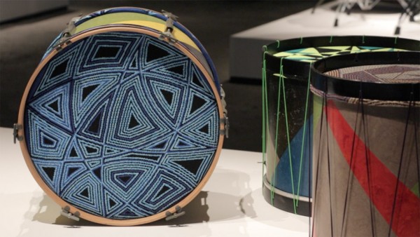 Martino Gamper create's drum kits with Flyknit skins at Nike's The Nature of Motion exhibition in Milan 2016