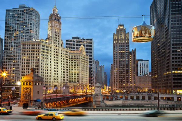 Aerial cable car in Chicago by Marks Barfield architects
