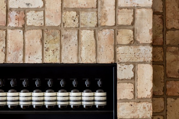Aesop Bucktown, Chicago, USA interior design by Norman Kelley using herringbone bricks