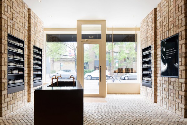 Aesop Bucktown, Chicago, USA interior design by Norman Kelley using herringbone bricks