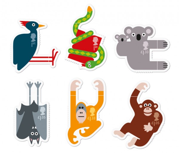Animail stamp range for the Royal Mail designed by Osbourne Ross