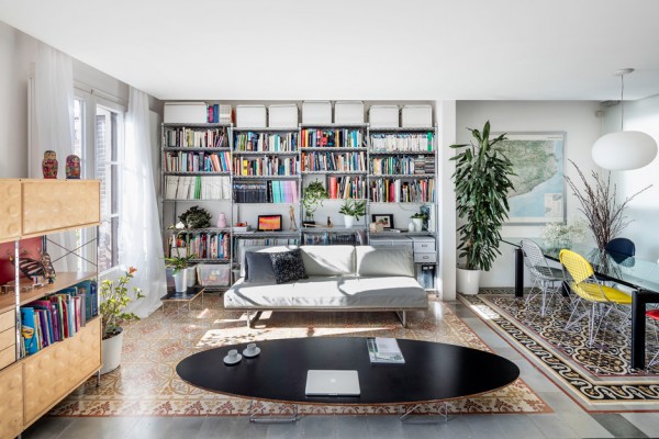 Barcelona apartment renovation by Narch revealing mosaic floors