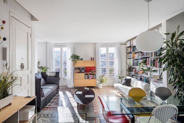 Barcelona apartment renovation by Narch revealing mosaic floors