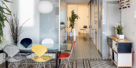 Barcelona apartment renovation by Narch revealing mosaic floors