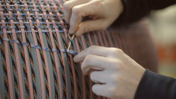 Bertjan Pot's woven seats at Nike's The Nature of Motion exhibition in Milan