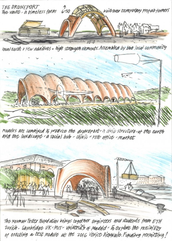 Droneport concept by Foster + Partners at the Venice Architecture Biennale 2016