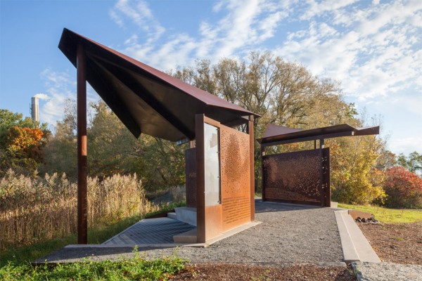 Viewpoint architecture: East Point Park bird sanctuary weathering steel pavilions by Plant Architect in Toronto, Ontario Canada