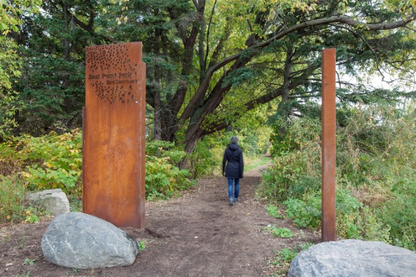 Viewpoint architecture: East Point Park bird sanctuary weathering steel pavilions by Plant Architect in Toronto, Ontario Canada