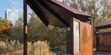 Viewpoint architecture: East Point Park bird sanctuary weathering steel pavilions by Plant Architect in Toronto, Ontario Canada