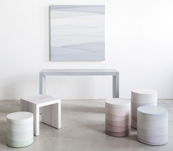 The Fade series of sculptural furniture by Mastrangelo's MMaterial collection shown at New York Design Week