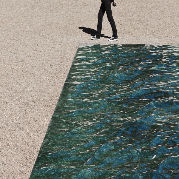 Liquid marble sculpture by Mathieu Lehanneur for the Petite Loire Installation at the International Garden Festival