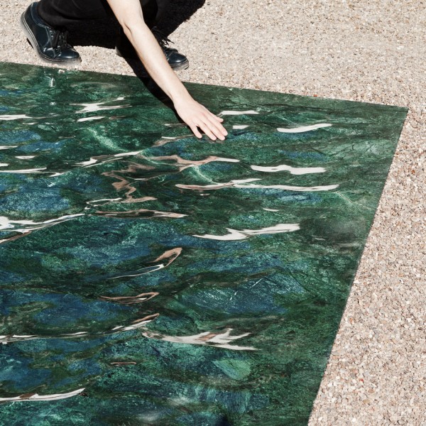 Liquid marble sculpture by Mathieu Lehanneur for the Petite Loire Installation at the International Garden Festival