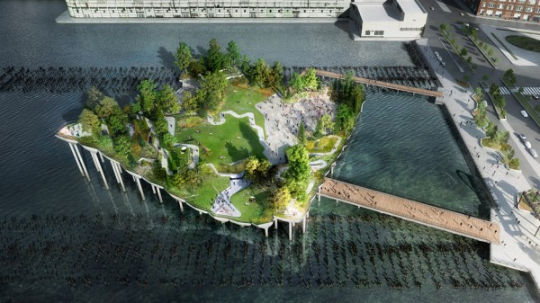 Thomas Heatherwick's Pier 55 over New York's Hudson River