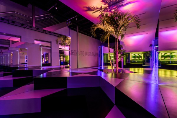 Neon Jungle installation by Rafael de Cardenas in Miami Design District