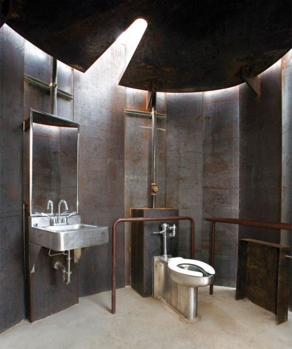 Restroom designed by Miro Rivera Architects for the Lady Bird Hike Trail on the banks of the Colorado River in Texas