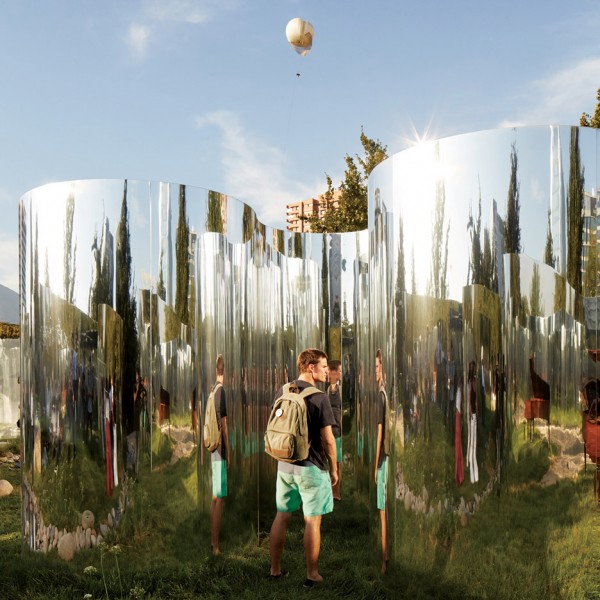 Distorting mirrors frame a secret garden in Santiago’s Parque Araucano