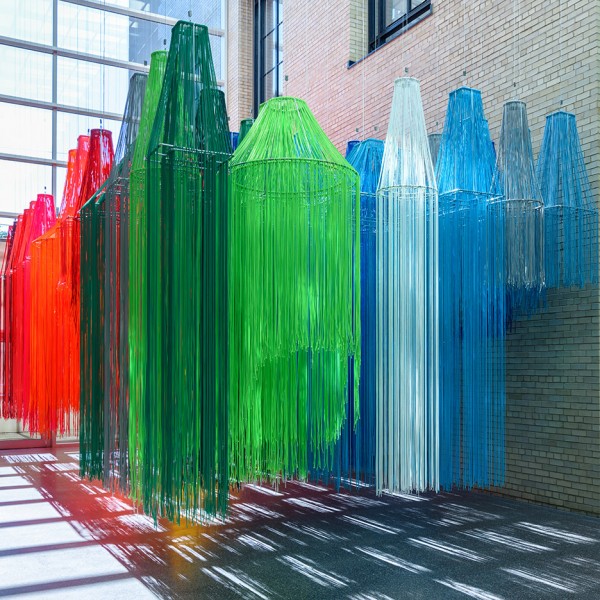Kéré Architecture suspends colourful strings from ceiling of Philadelphia art museum