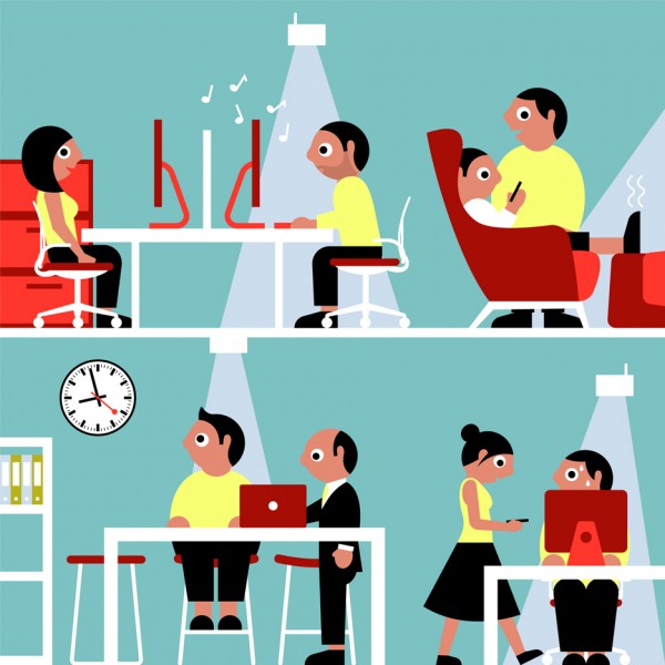 Haworth white paper sensor technology happier employees office design research illustration