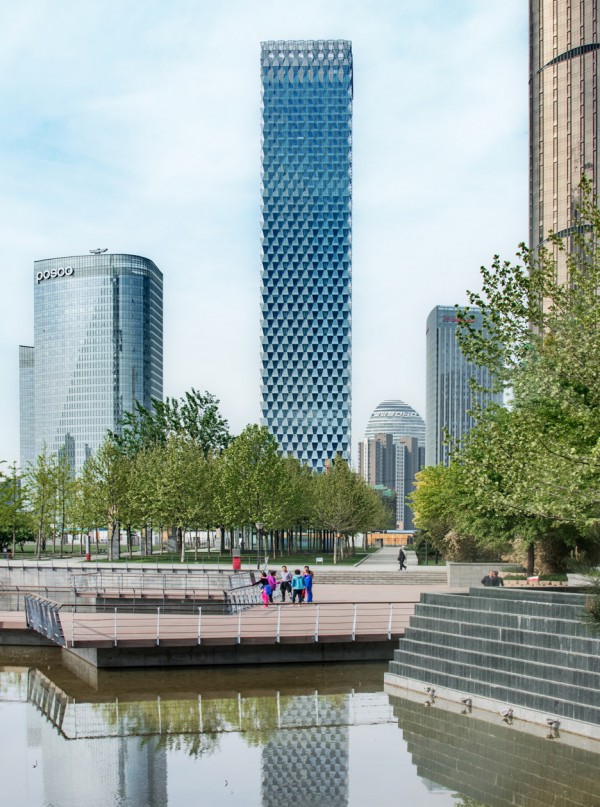 Beijing Greenland Centre by skidmore Owings and Merill is a 55 storey tower with prism-like glass cladding