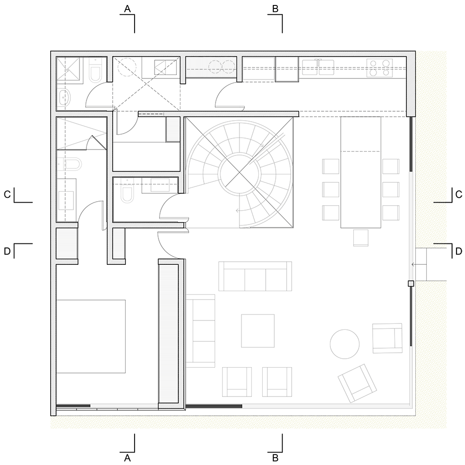 Casa Blanca house in Lima, Peru with an orange staircase, residential architecture by Martin Dulanto Sangalli