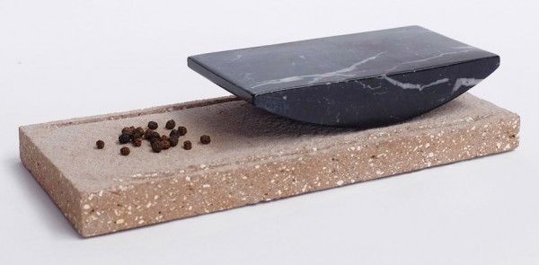 Marble and stone grinder designed by Laetitia De Allegri and Matteo Fogale