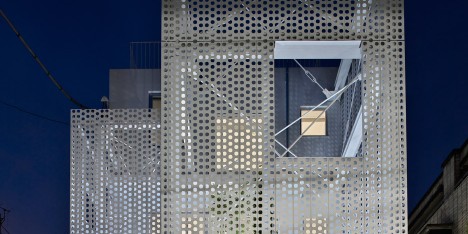 Hiroyuki Moriyama completes Tokyo apartment building with a perforated skin
