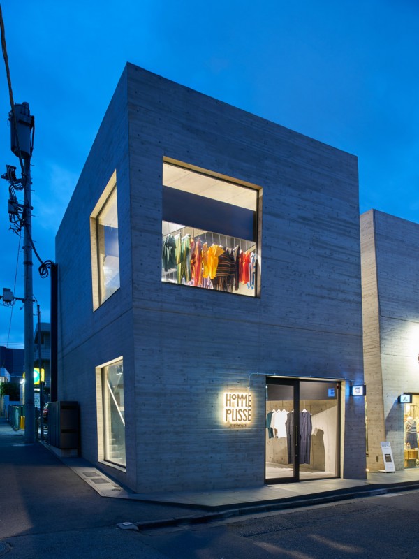issey miyake homme plisse store by naoto fukasawa transforms a concrete building in Japan