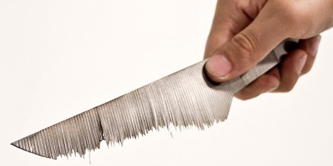 Mark Wilson’s Kanagawa Blade has a serrated edge carved by jets of water