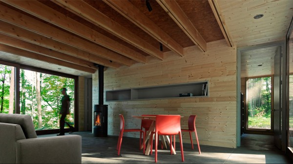 Linear cabin by Johnsen Schmaling Architects