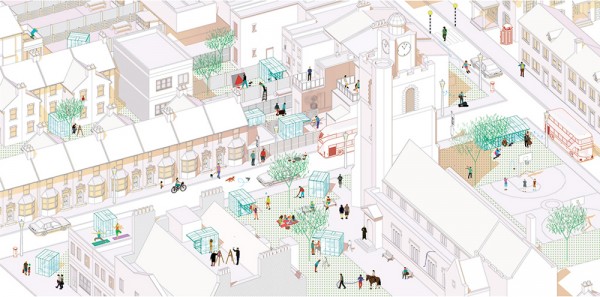Architects Tomaso Boano and Jonas Prišmontas design a miniture pop up stidio to raise awareness of London's housing issues