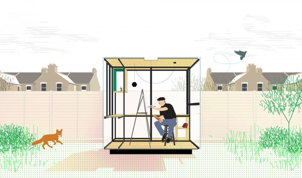 Architects Tomaso Boano and Jonas Prišmontas design a miniture pop up stidio to raise awareness of London's housing issues