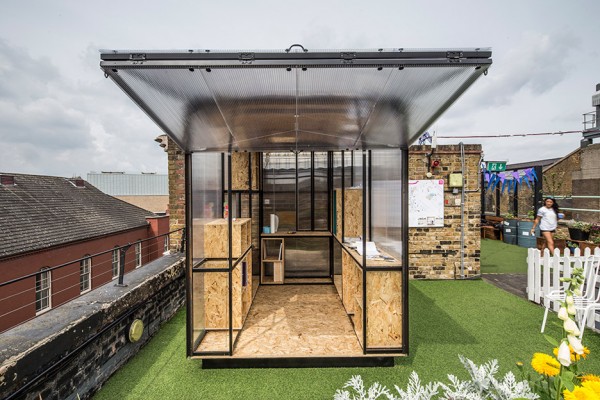 Architects Tomaso Boano and Jonas Prišmontas design a miniture pop up stidio to raise awareness of London's housing issues