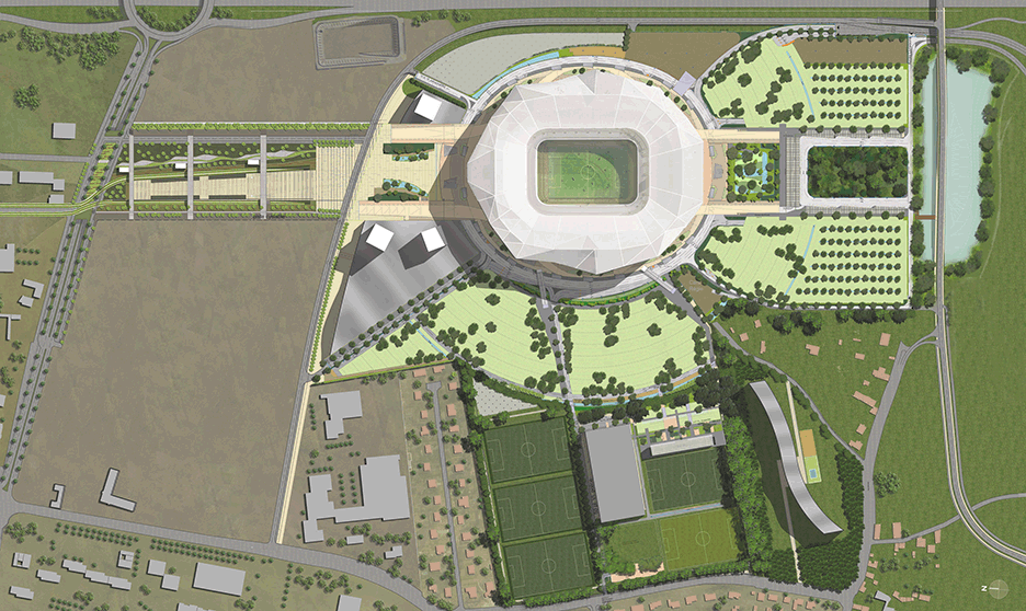 Parc Olympique Lyonnais by Populous in Lyon, France, stadium architecture for Euro 2016
