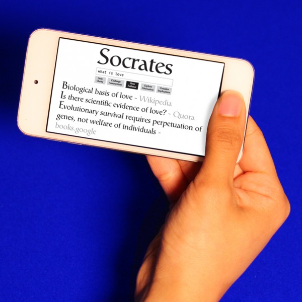 The Socrates Search Engine by Ted Hunt combines google search with Ancient questioning philosophies