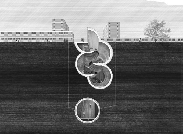 The 18th Mile of HS2 by RCA graduate Ciaran Scannell suggests extending the underground network to add cultural spaces