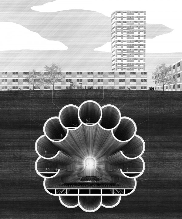 The 18th Mile of HS2 by RCA graduate Ciaran Scannell suggests extending the underground network to add cultural spaces