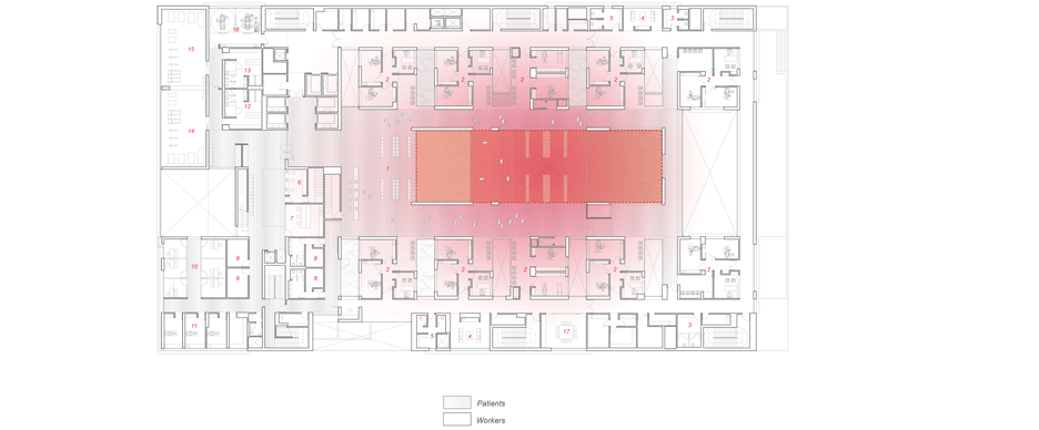 Cardiac centre in Kuwait by AGi Architects is designed with an atrium to represent the building's heart