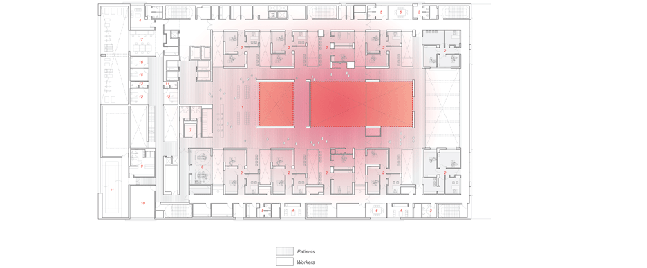 Cardiac centre in Kuwait by AGi Architects is designed with an atrium to represent the building's heart