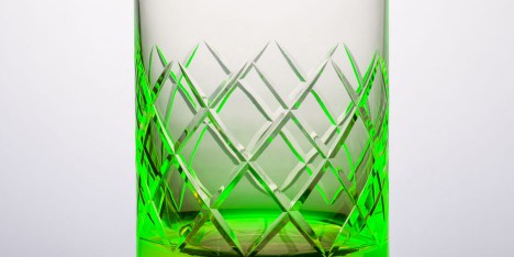 Uranium glassware by Martin Jakobsen reacts to UV light