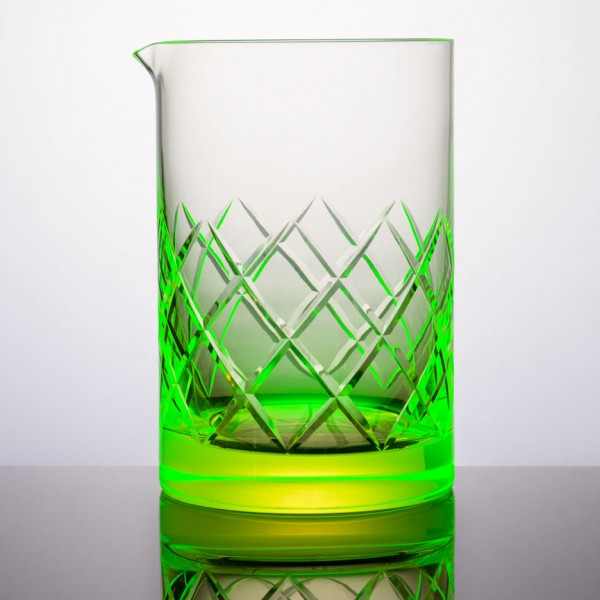Uranium glassware by Martin Jakobsen reacts to UV light