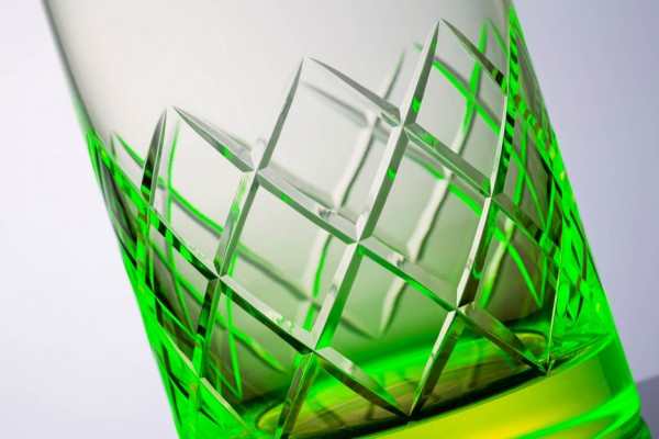 Uranium glassware by Martin Jakobsen reacts to UV light