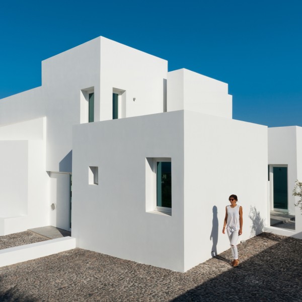 Santorini summer house by Kapsimalis Architects is formed of bright white blocks